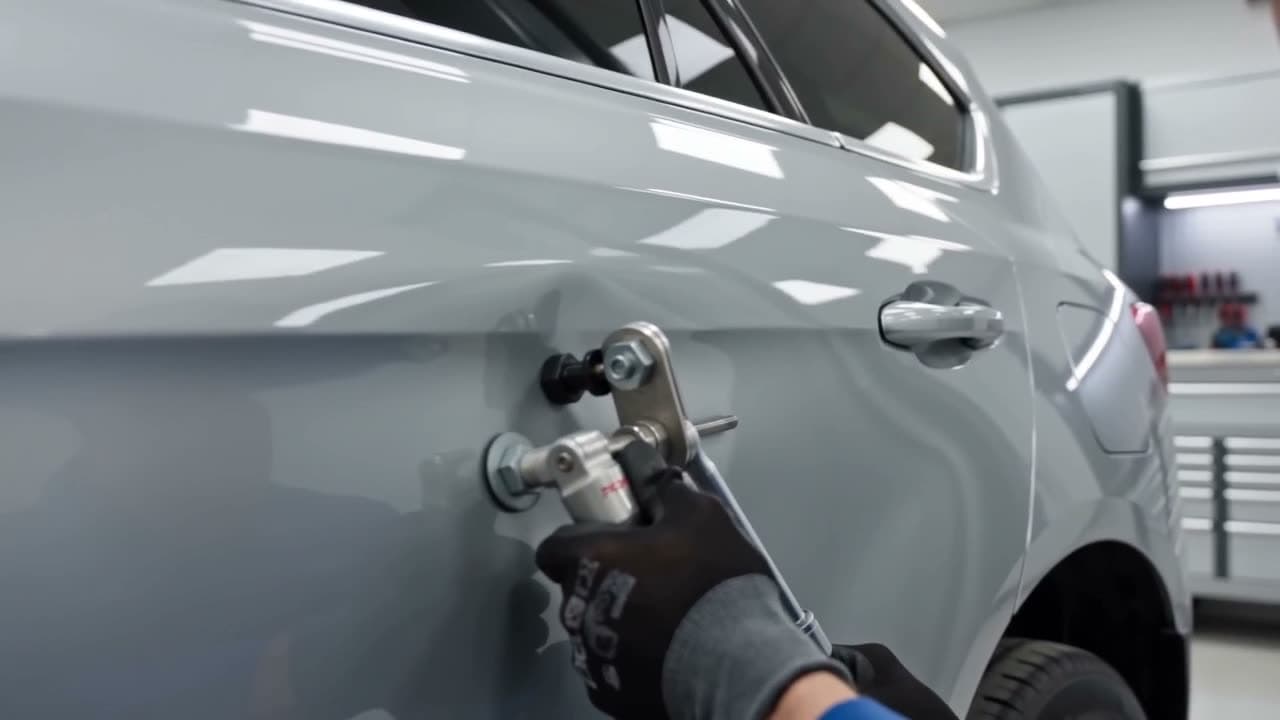 BLK Karosserie-Reparatur — Ausbeulen einer Seitenwand mit Spotter